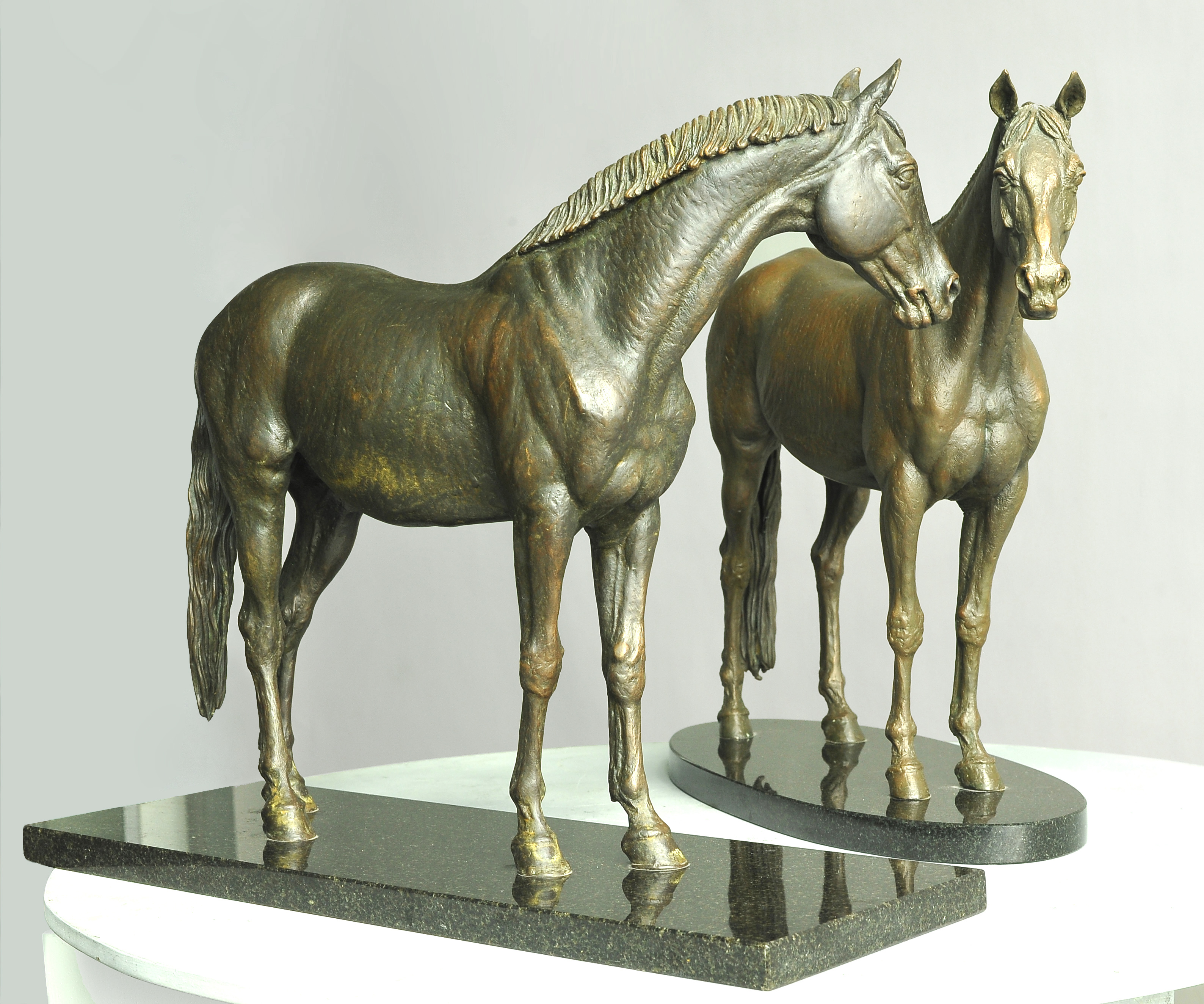 Two Horses, bronze sculpture by Sergey Bondarenko — front view