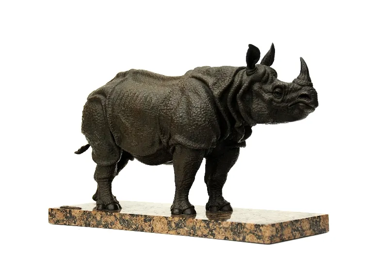 Indian rhinoceros, bronze sculpture by Sergey Bondarenko — alternate angle 2