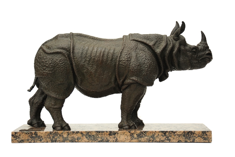 Indian rhinoceros, bronze sculpture by Sergey Bondarenko — alternate angle 3