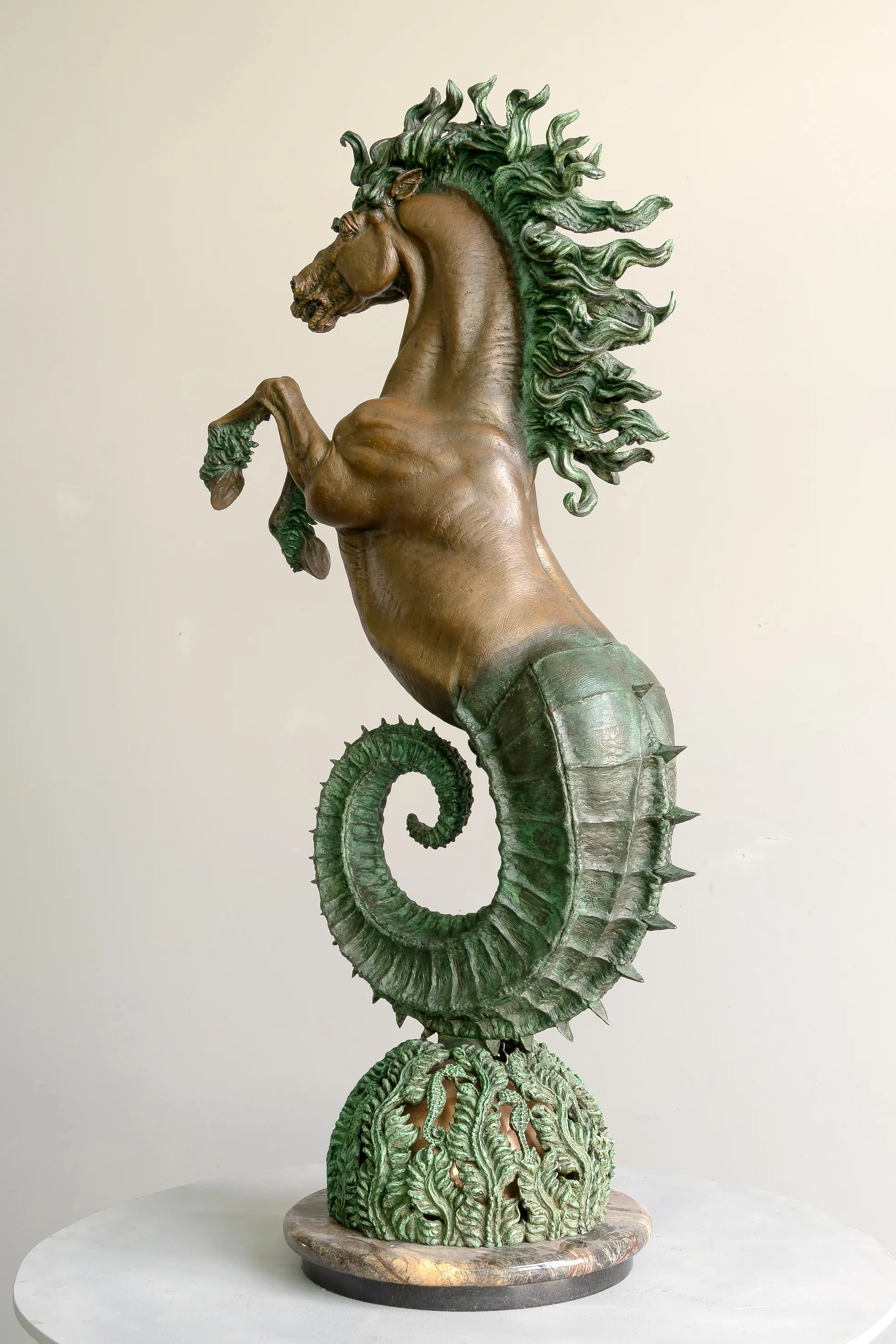 Hippocampus, bronze sculpture by Sergey Bondarenko — alternate angle 2