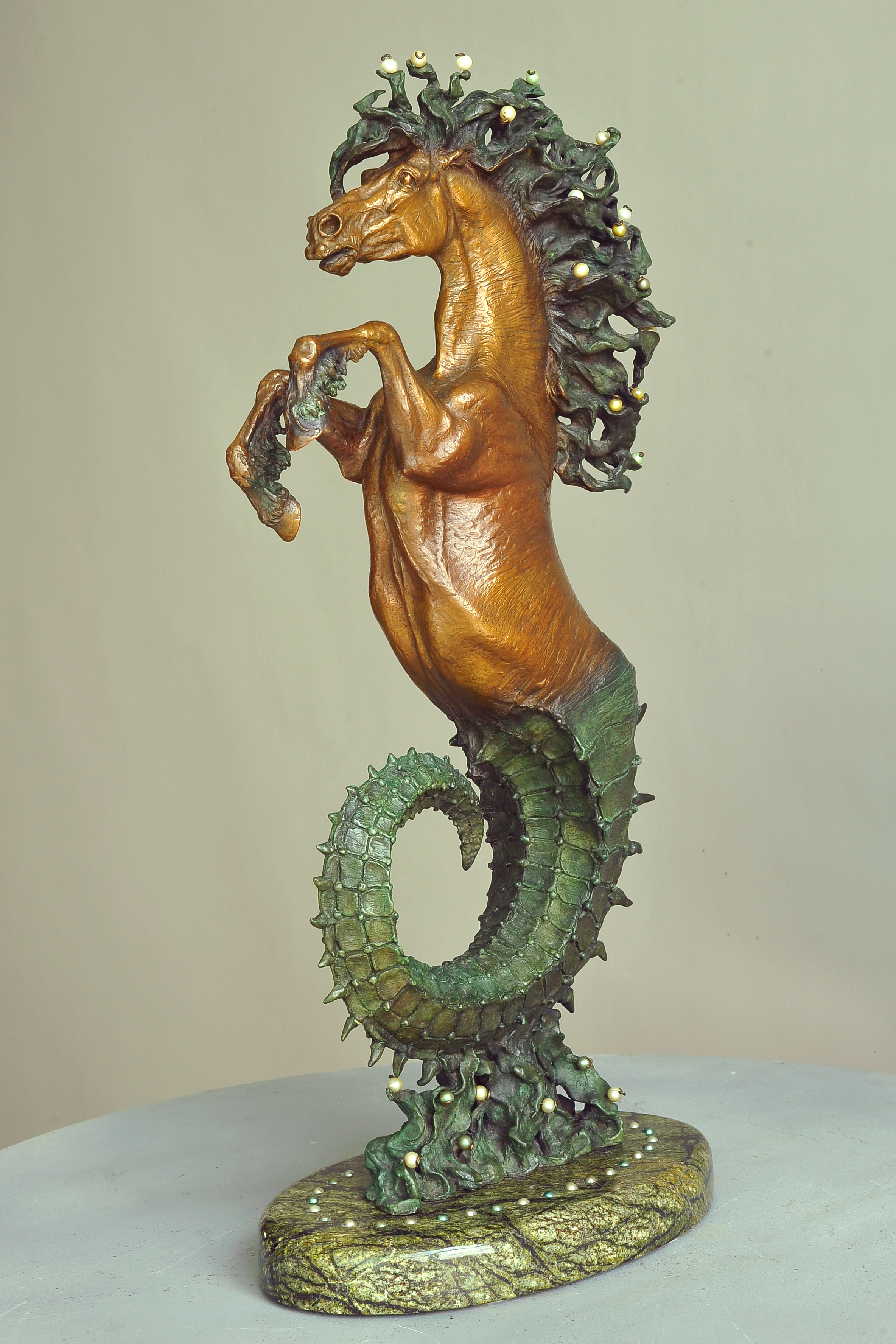 Hippocampus Minor, bronze sculpture by Sergey Bondarenko — alternate angle 1