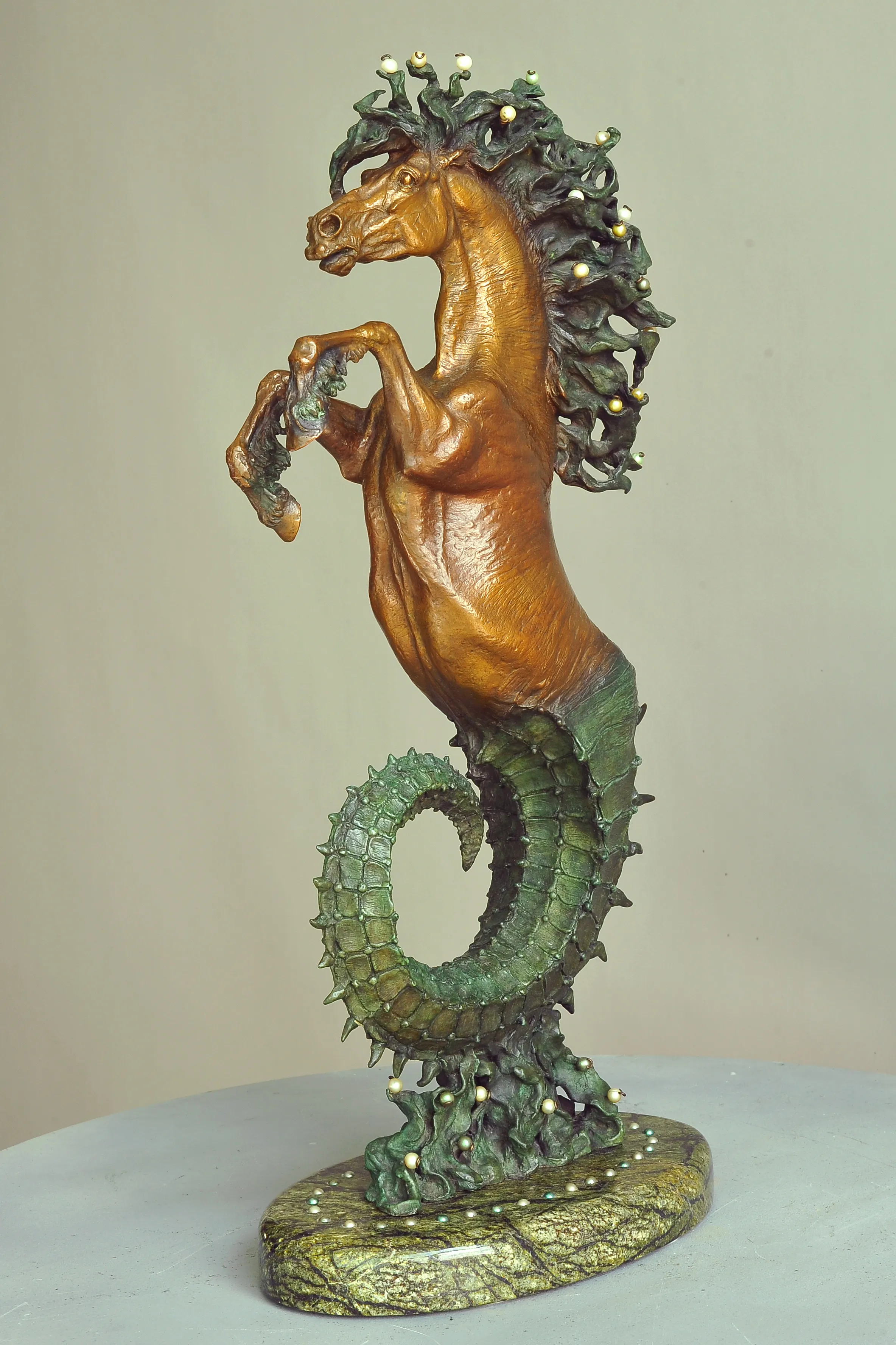 Hippocampus Minor, bronze sculpture by Sergey Bondarenko — alternate angle 1