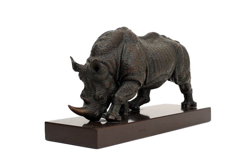 Rhino (small), bronze sculpture by Sergey Bondarenko — alternate angle 1
