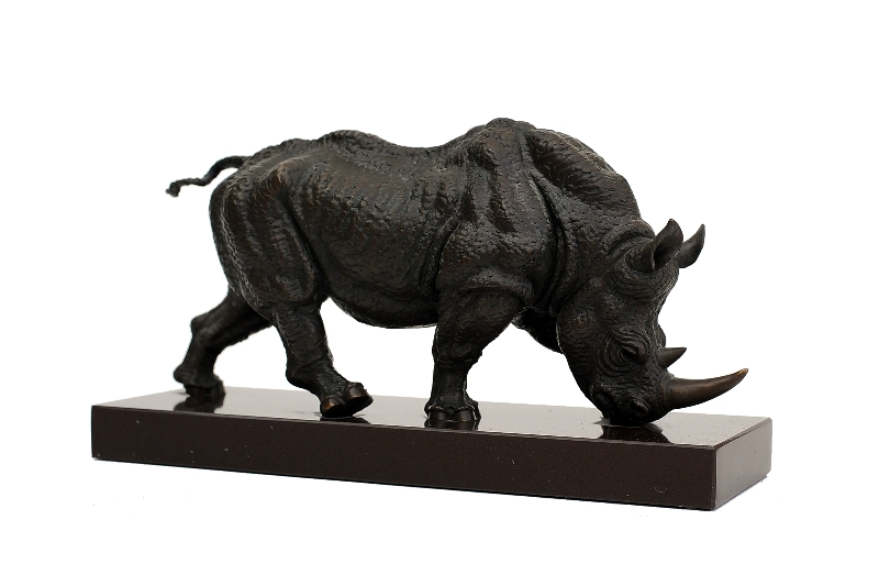 Rhino (small), bronze sculpture by Sergey Bondarenko — alternate angle 2