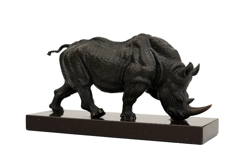 Rhino (small), bronze sculpture by Sergey Bondarenko — alternate angle 2
