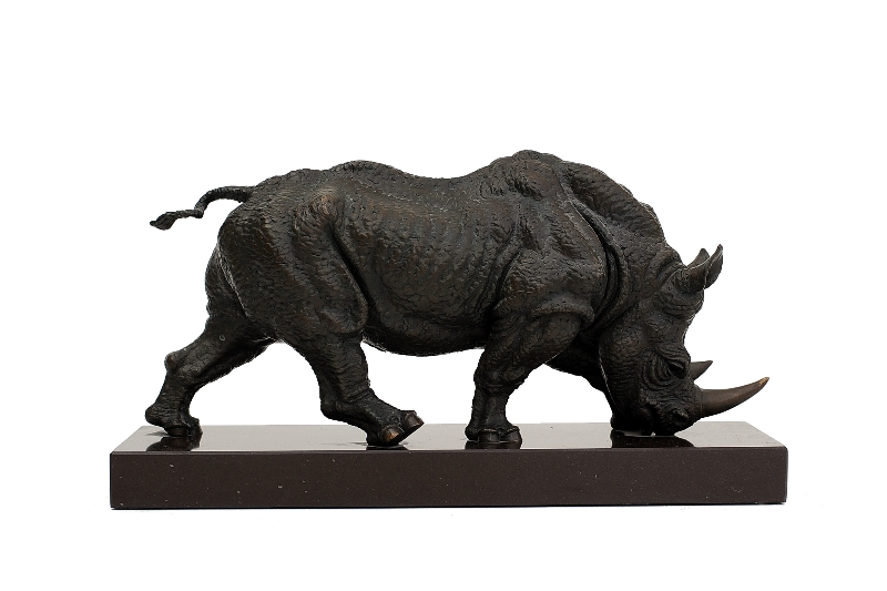 Rhino (small), bronze sculpture by Sergey Bondarenko — alternate angle 3