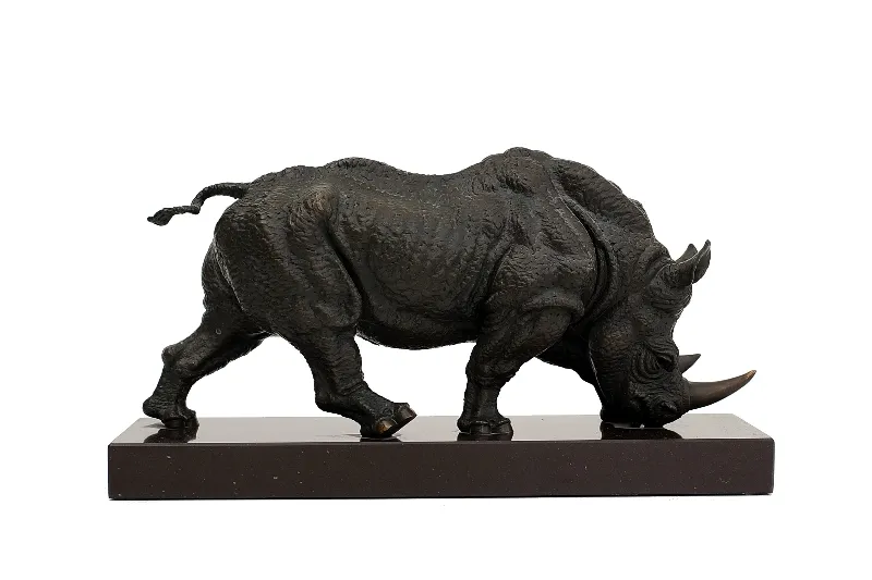 Rhino (small), bronze sculpture by Sergey Bondarenko — alternate angle 3
