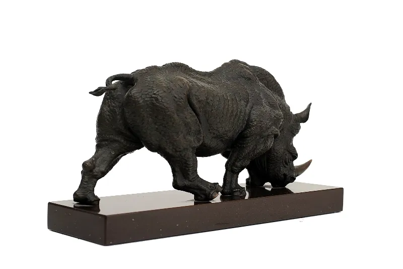 Rhino (small), bronze sculpture by Sergey Bondarenko — alternate angle 4