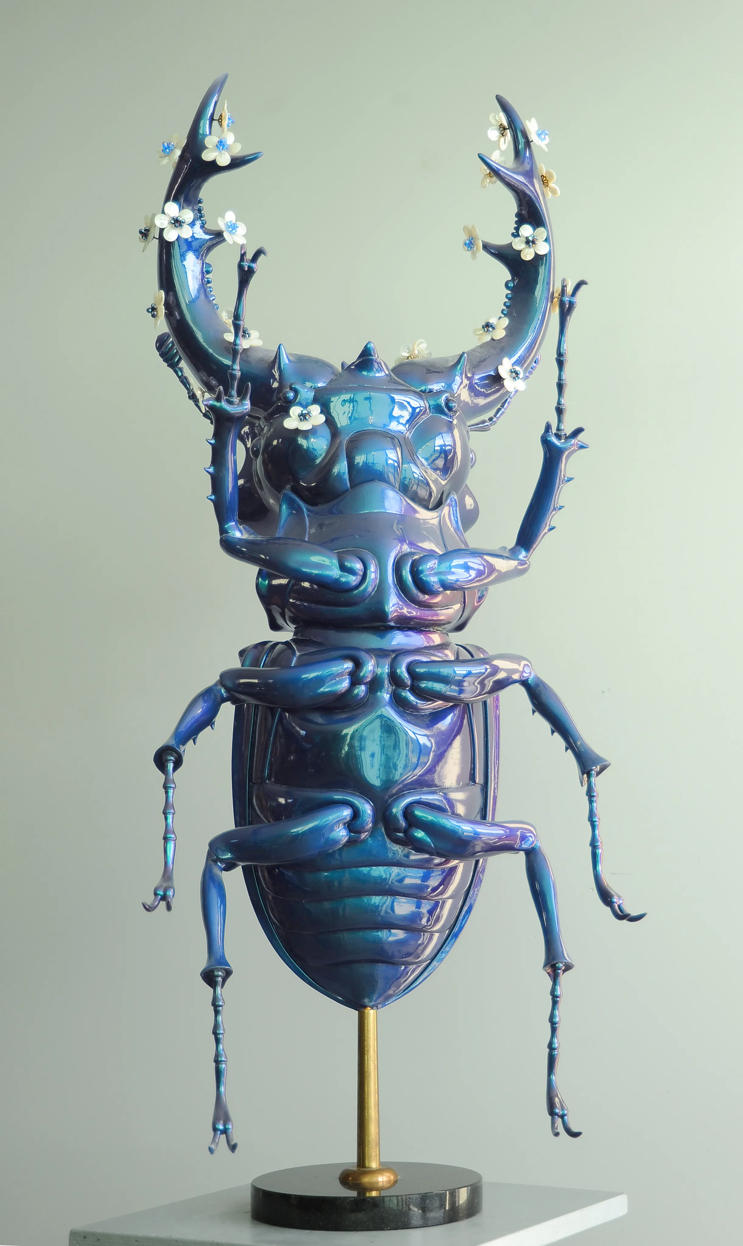 Blossoming beetle, bronze sculpture by Sergey Bondarenko — alternate angle 1